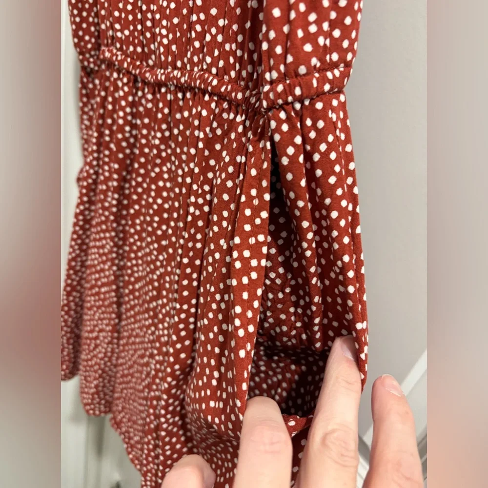 Old Navy Red Clay Dot Surplice-Back Romper with Pockets - Picture 3 of 9